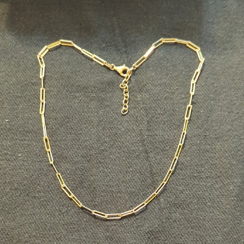 14k Gold Over Sterling Silver Paper Clip Chain Dainty Statement Necklace